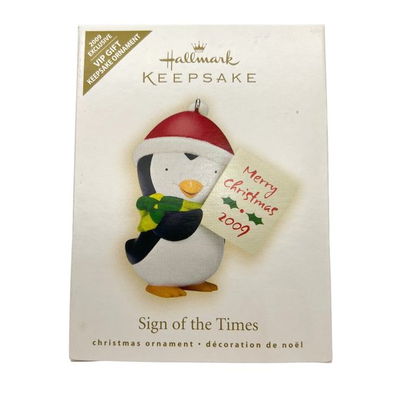 Hallmark Keepsake PENGUIN Ornament Sign Of The Times VIP Exclusive 2009 NEW - Picture 1 of 7